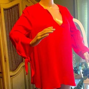 COPY - Michael Kors red blouse with ties at wrist. Nice!